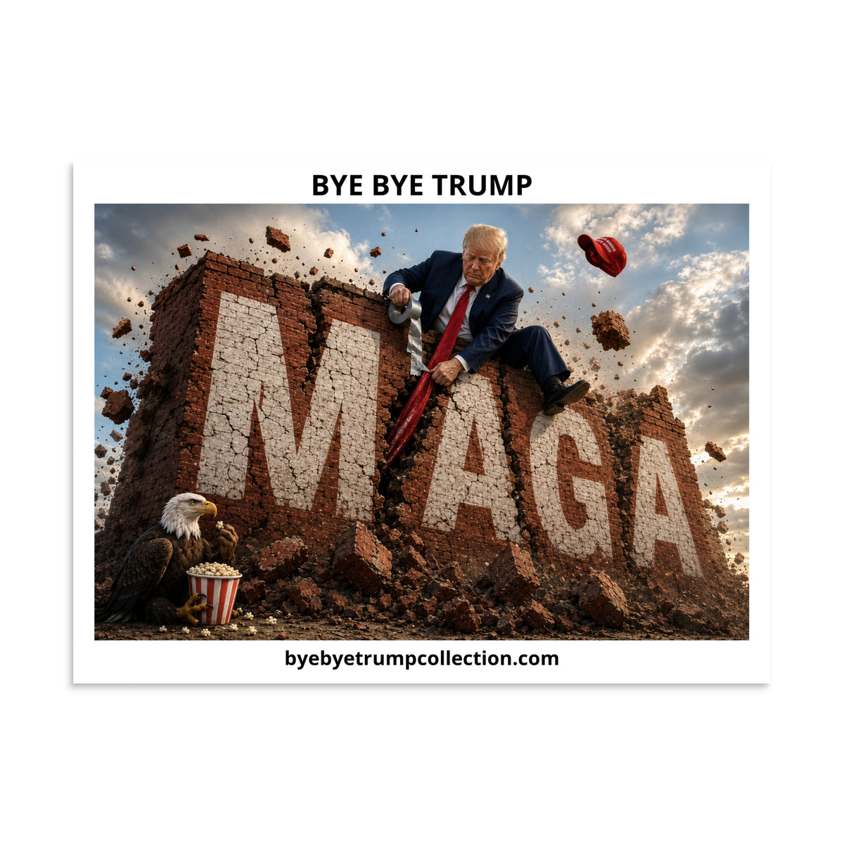 Le mur MAGA s’écroule — Affiche BYE BYE TRUMP — aperçu du produit